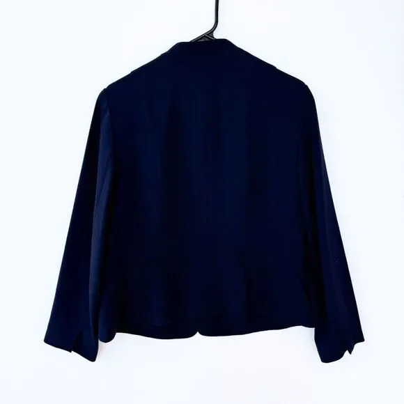 Talbots Navy Blue Fitted Blazer Straight Leg Pants Two Piece Pantsuit 12 Petite - Picture 5 of 14